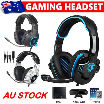 $27.89 • Buy Sades 3.5mm Gaming Headset Headphones Surround Mic For PC Laptop PS4 Xbox One