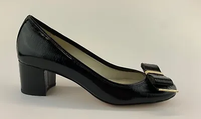 Michael Kors Womens Black Patent Leather Heels Pumps Bow Detail Sz US 5.5 • $44.99