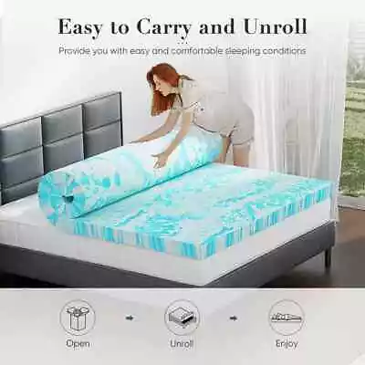 3 Inch Mattress Topper Gel Memory Foam Cooling Infused Pads Twin Full Queen King • $46.99