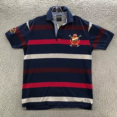 Hackett London Polo Shirt Mens Extra Large Blue Striped Casual Golf Rugby • $17.09