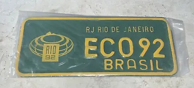 Vintage 1992 RJ  Rio De Janeiro  ECO 92 Brazil- Novelty License Plate Metal Sign • $19.95