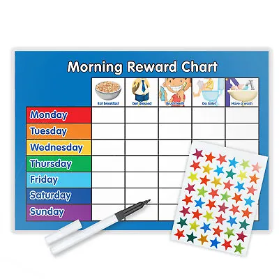  Morning Routine Behaviour Chart Magnetic Available Free Pen & Star Stickers - B • £3.95