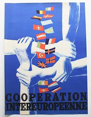 VINTAGE Art Poster 1950s ERP Marshall Plan Political Propaganda Cold War Vienne • $495