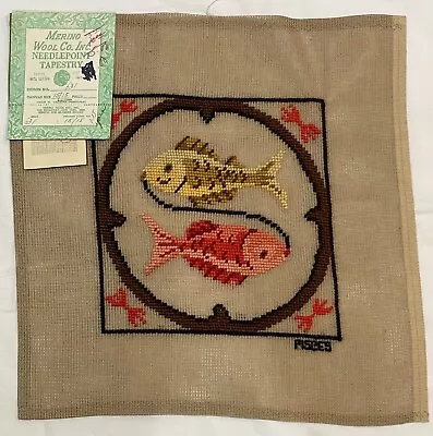 PISCES Fish Astrology Preworked Needlepoint Canvas Vintage Madeira Portugal • $18