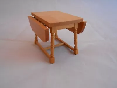 Vintage Miniature Doll House Drop Leaf Table Wood Brown 1:12 Scale Furniture • $13.95