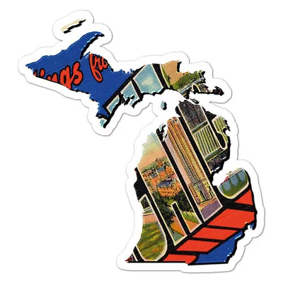 Vintage Michigan Map Vinyl Decal Sticker Indoor Outdoor 3 Sizes #8869 • $7.95