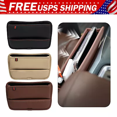 Car Seat Gap Filler Organizer Premium PU Leather Storage Box For Phones Cards • $8.99