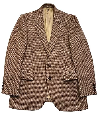 Vtg Harris Tweed 42R Brown Basketweave Scottish Wool Blazer Jacket Sport Coat • $45