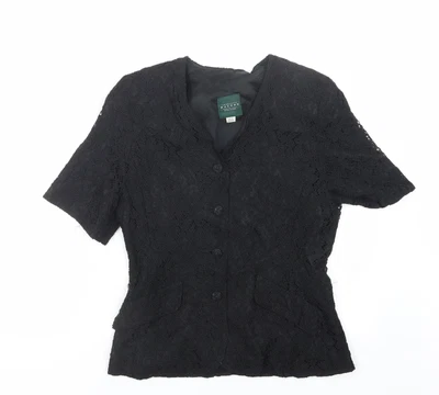 £5 • Buy Charlotte Halton Womens Black Viscose Basic Button-Up Size 12 V-Neck