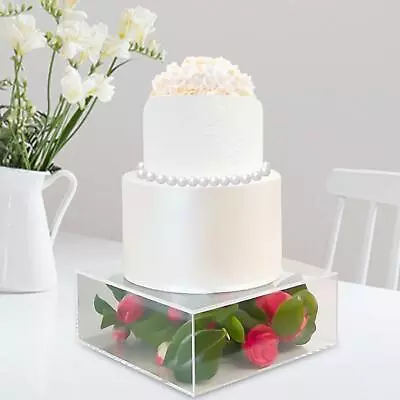 Acrylic Cake Stand Round DIY Display Box Clear Cake Riser Fillable Cake Pillars • £14.57