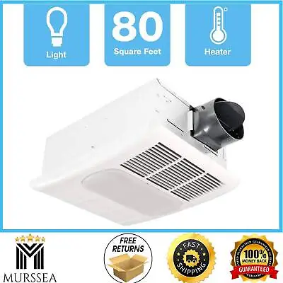 Delta Exhaust Bathroom Fan 80 CFM Ceiling LED Light Heater Vent Quiet Vent LED • $146.09