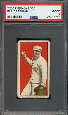 1909-11 T206 Bill Carrigan Boston Red Sox Piedmont 350 PSA 2 • $78.99