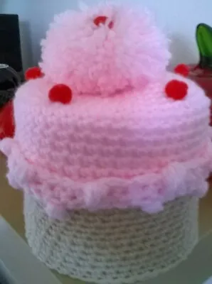 £3.99 • Buy Cup Cake  Toilet Roll Cover Acrylic Hand Crochet Holds Large Roll