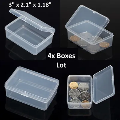 4PCS Small Plastic Storage Container Boxes Box DIY Coins Screws Jewelry Travel • $6.99