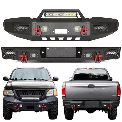 For 1997-2003 Ford F150 F150 Front And Rear Bumper W/ Winch Plate LED Lights Kit • $626.99