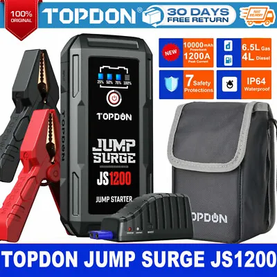 $94 • Buy TOPDON JS1200 Car Jump Starter Portable USB Power Bank Battery Booster Clamp
