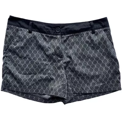 Mossimo Supply Co Shorts Chino Mini Satin Shinny Black Tan Diamond Casual Sz 10 • $5.99