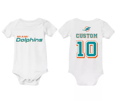 Personalized Miami Dolphins Baby Bodysuit Infant Jersey Baby Shower Gift Tyreek • $19.95