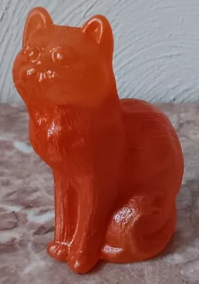 Solid Glass Sitting Kitty Cat Kitten Airbrushed Dark Orange - Mosser USA • $36.99