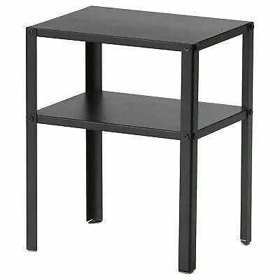 New IKEA KNARREVIK Bedside Steel Table Black Double Shelf Heavy Duty 37x28cm • £24.99