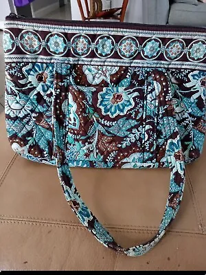 Vera Bradley Tote Shoulder Bag In Java Blue Turquoise Brown • $16