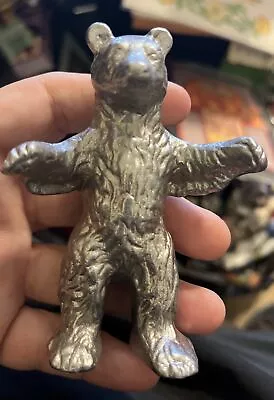 Old Silvered Metal Standing Bear Figure • $10