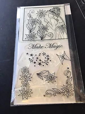 £2.99 • Buy Debbi Moore Designs Clear Stamp Set - Make Magic Girl Flowers Stars