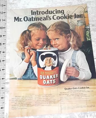 1976 Quaker Oats Vintage Print Ad Cookie Jar Oatmeal Twin Sisters Cute Snack • $8.03