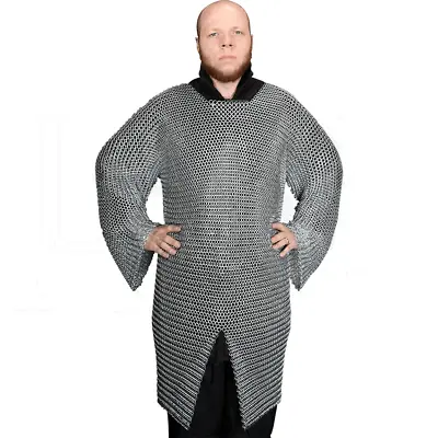 Medieval Armour Butted Chainmail Hauberk Reenactment LARP SCA Chain Mail Shirt • £136.87