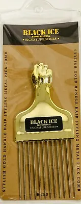 Black Ice Professional Signature Series Metal Pick Comb Gold Fist Handle 2 Style • $7.95