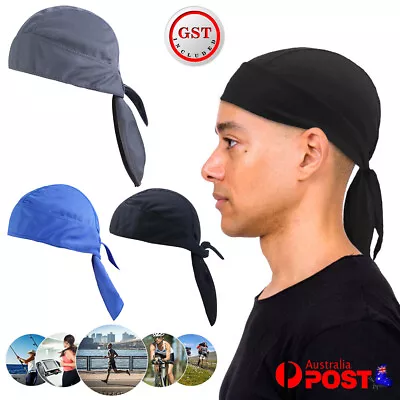 Fitted Bandana Cotton Dorag Chef Du-rag Durag Biker Helmet Liner Hat Headwrap AU • $6.78
