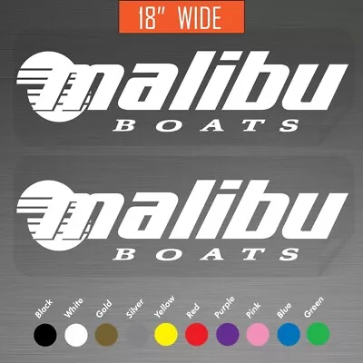 18  Malibu Boats Outboard Motor Marine Decals Vinyl Stickers Pair Set Of 2 • $27.99