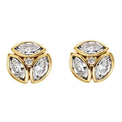 G SI 1/2cttw Marquise Diamond Cluster Studs 14k Yellow Gold • $511.99