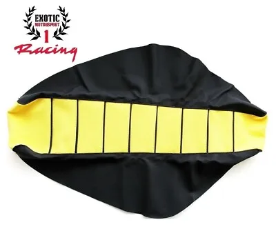 Ribbed Gripper Seat Cover Yellow Black Ribs Suzuki RM85 RM 85 2002-2023 • $18.99