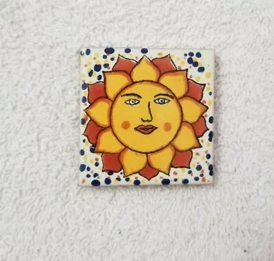 Glossy  Yellow Sun  Mexican Talavera Ceramic Tiles 2 X 2 • $2.75