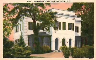 Columbia South Carolina SC Governor's Mansion Linen Vintage Postcard A904 • $4