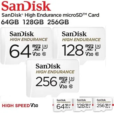 £1.47 • Buy Sandisk High Endurance Micro 64 128 256 GB SD XC 4K U3 Class 10 Card 4 Dash Cam