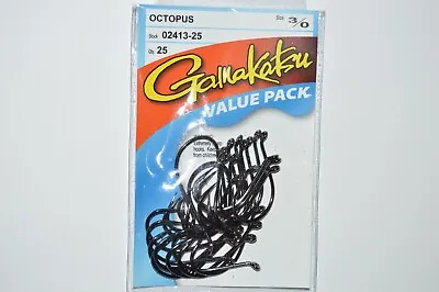 Gamakatsu Octopus Hook Size 3/0  25 Per Pack 02413-25  Hooks Value Pack Sharp • $12.95