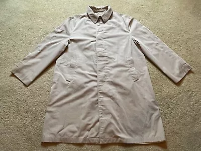 Vintage Mid Century MCM Mid Length Twill Chino Rain Jacket Trench Overcoat 42R • $39.99