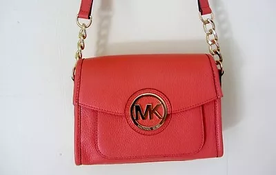 Michael Kors 38H2XMOM1L Margo Small Leather Messenger Crossbody -Pink Grapefruit • $139