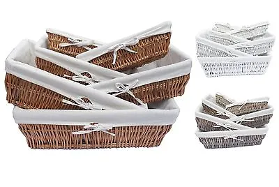 £4.99 • Buy Full Wicker Strong Wider Shallow Wicker Storage Basket Xmas Hamper Basket Gift