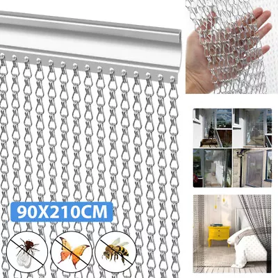 Fly Screen Chain Curtain Aluminum Door Metal Chain Insect Blinds Decor Silver • £46.99