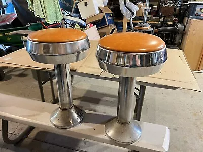 Vintage Vinyl/Chrome Soda Fountain Ice Cream Shoppe Stools (pair) Great Shape! • $85