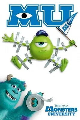 MONSTERS UNIVERSITY ~ DUCT TAPE 24x36 MOVIE POSTER Disney Pixar Mike Sulley • $6.80