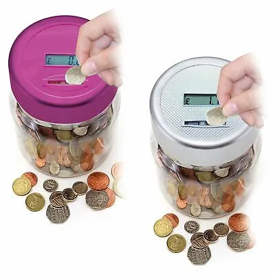 Digital LCD Display Coin Counting Money Jar Box Piggy Bank UK Pound Coins • £8.99