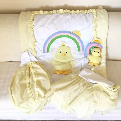 4 Pc Judi S Baby Bedding Quilt Comforter Set 3D Duck Puffy Rainbow Heirloom Vtg • $81.22