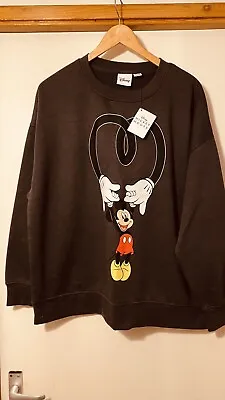 Disney Mickey Mouse Sweatshirt In Dark Grey BNWT Size M 12 / 14 • £12.20