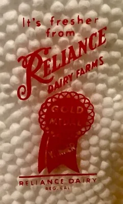 Vtg Acl Reliance Dairy Farm 1/2 Half Pint Cream Milk Bottle Downey  Ca. ! • $27.99