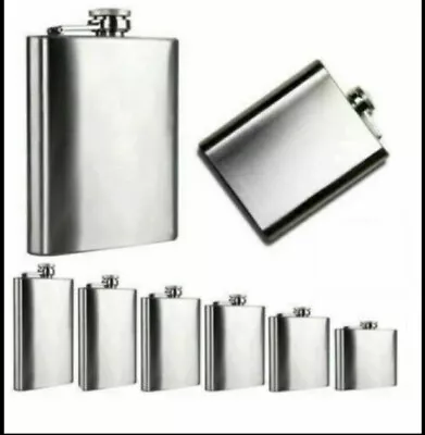 Hip Flask Stainless Steel Whiskey Vodka Alochol Case Holder Pocket Gift Uk Sell • £5.47