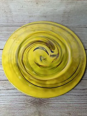 Murano Italy Yalos Casa Yellow Swirl Millefiori Glass Art Charger Plate 12.5  • $56.21